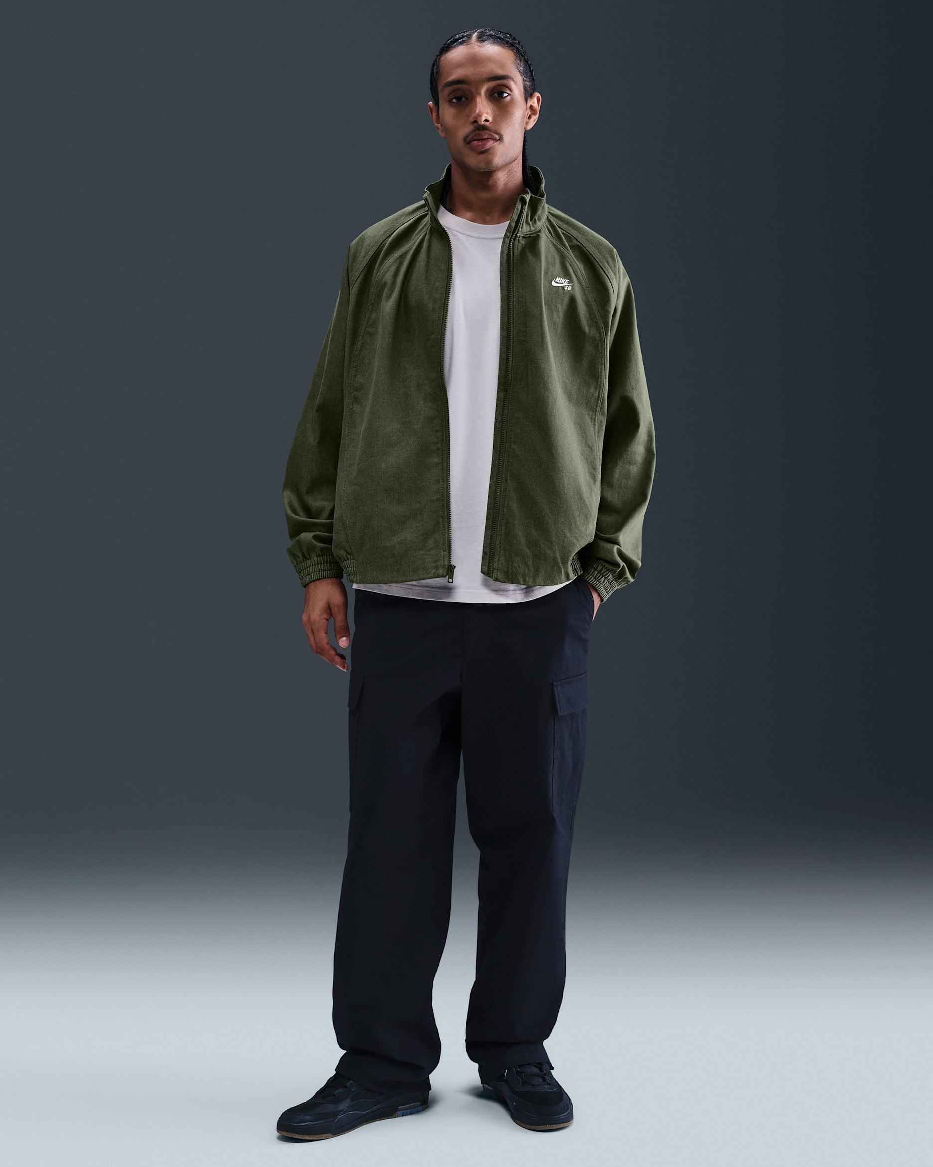 Nike Sb Denim Full Zip-Up Track Jacket - Olive/Green