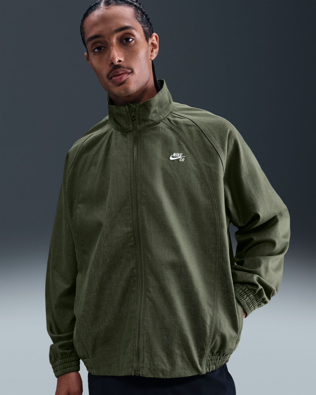 Nike Sb Denim Full Zip-Up Track Jacket - Olive/Green
