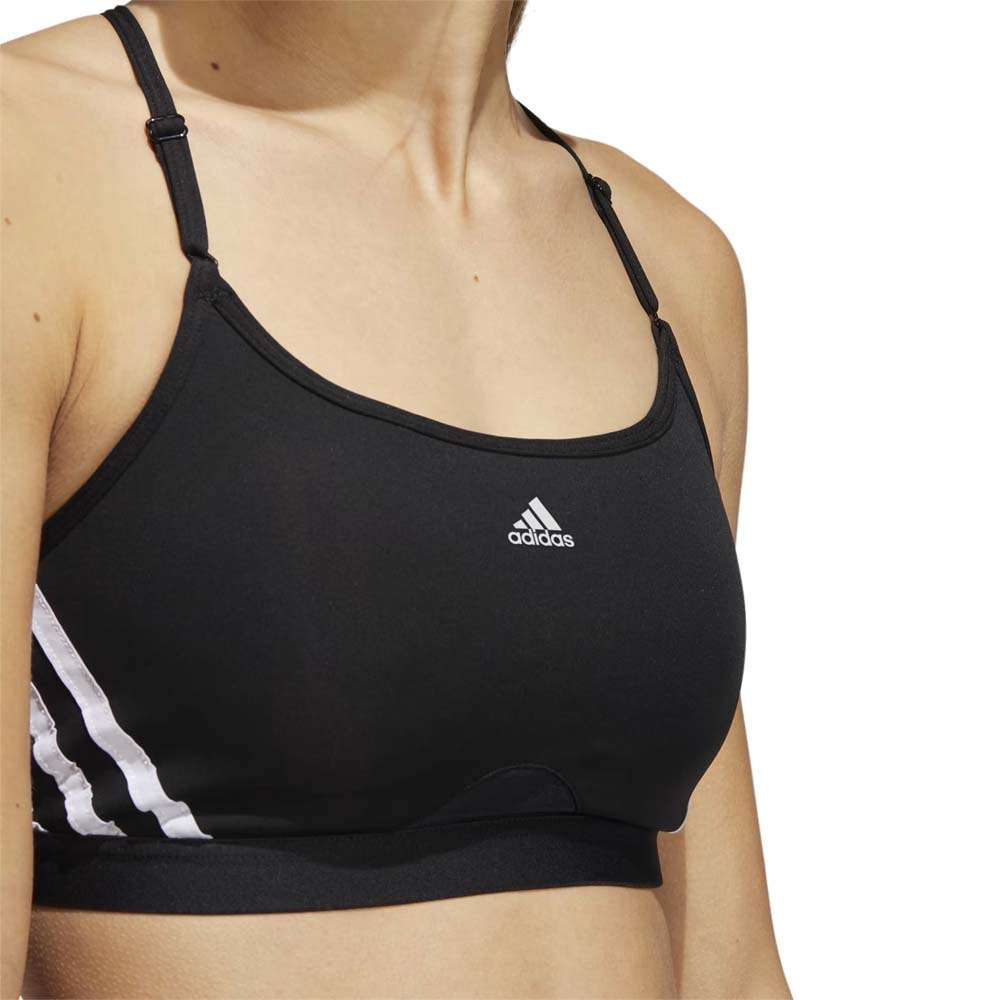 adidas Women's Training Light Support 3 Stripe Bra - Black White