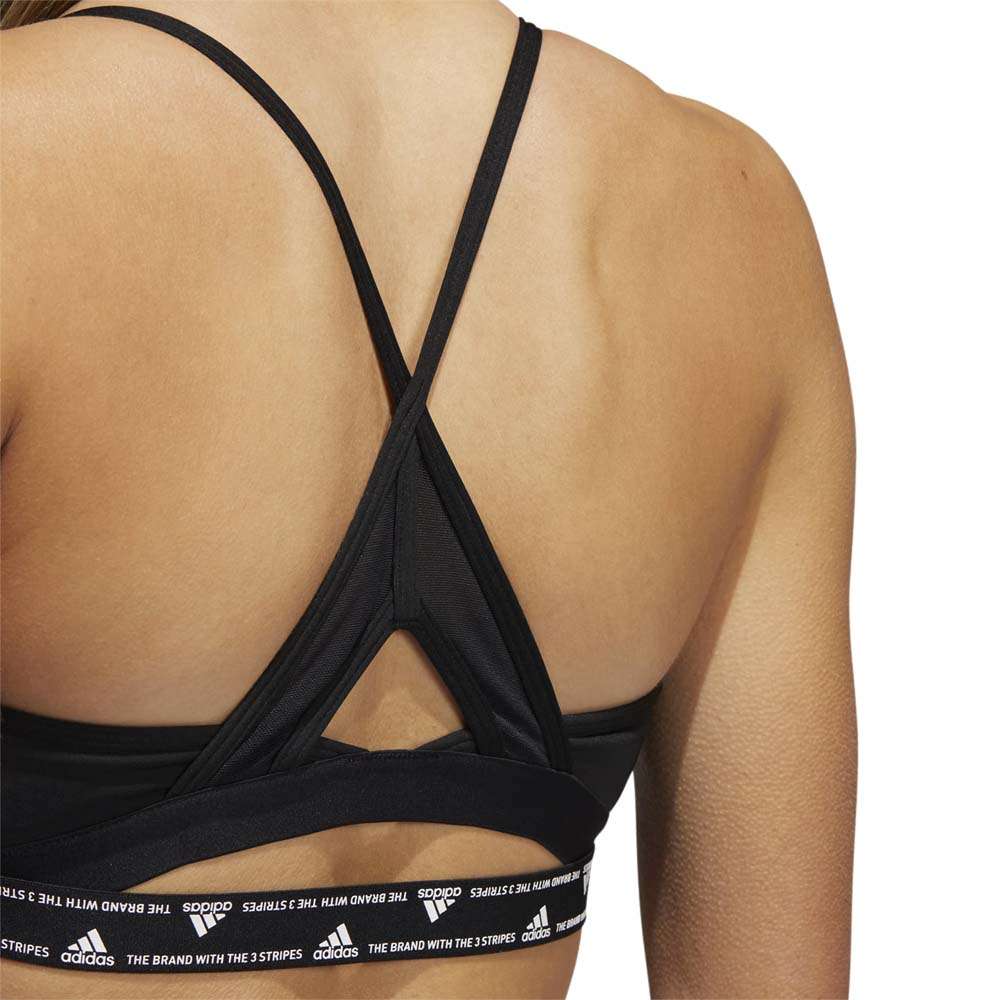 adidas Women's Training Light Support 3 Stripe Bra - Black White