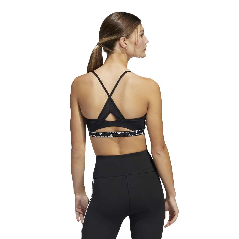 adidas Women's Training Light Support 3 Stripe Bra - Black White