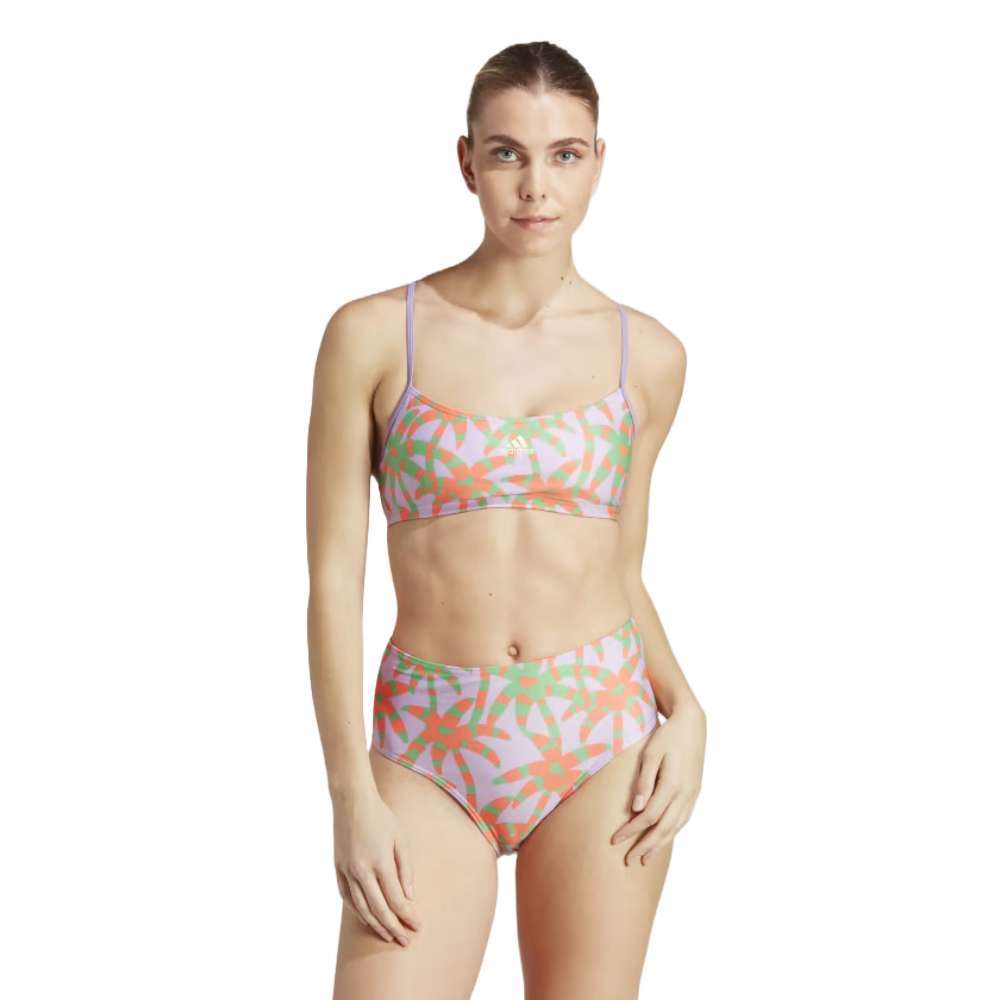 adidas Women's Essentials Farm Bikini - Purple Glow / Semi Flash Green / App Solar Red