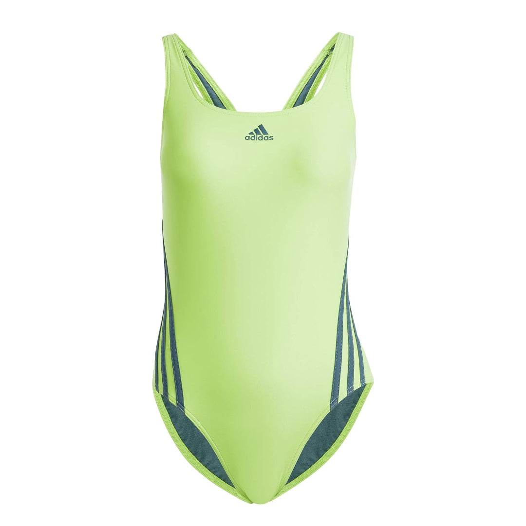 adidas Women's 3 Stripes Swimsuit - Lucid Lime/Arctic Night