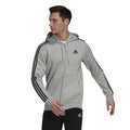 adidas Men's Standard Essentials 3-Stripes Fleece Full-Zip Hooded Track Top - Grey