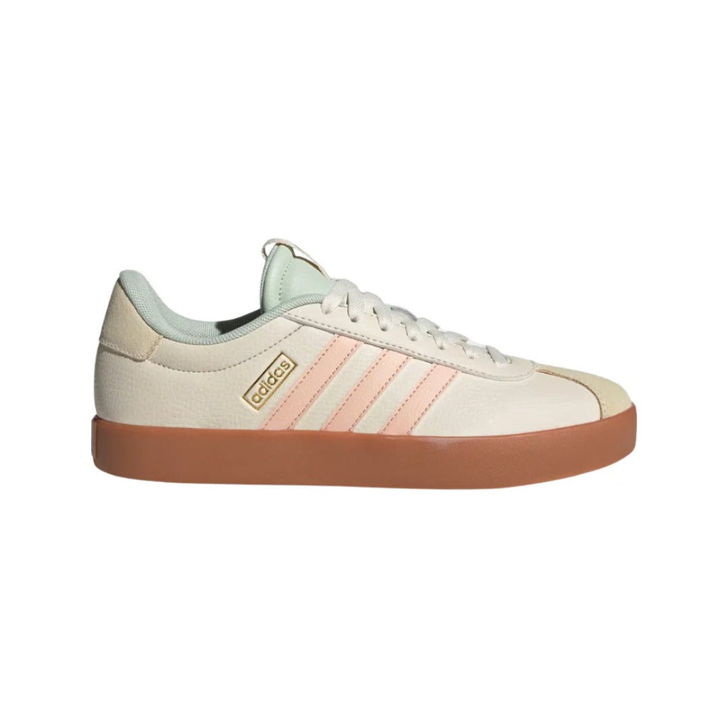 adidas Women's VL Court 3.0 Shoes - Wonder White / Powder Coral / Linen Green