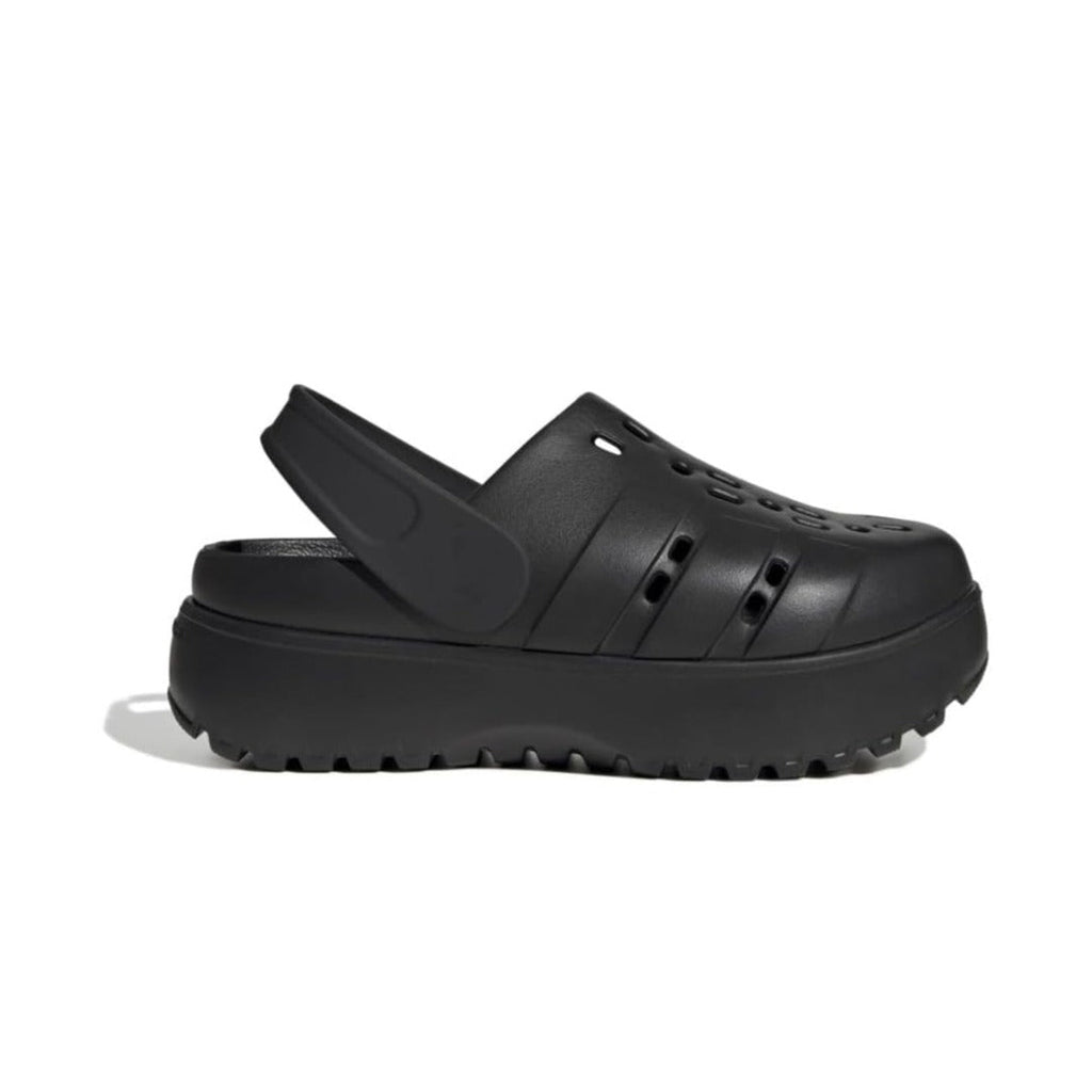 adidas WOMEN'S ADILETTE CLOG PLATFORM SLIDE SANDALS - Black