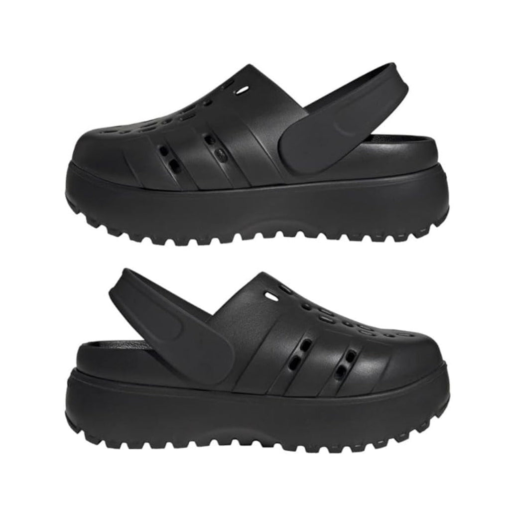 adidas WOMEN'S ADILETTE CLOG PLATFORM SLIDE SANDALS - Black