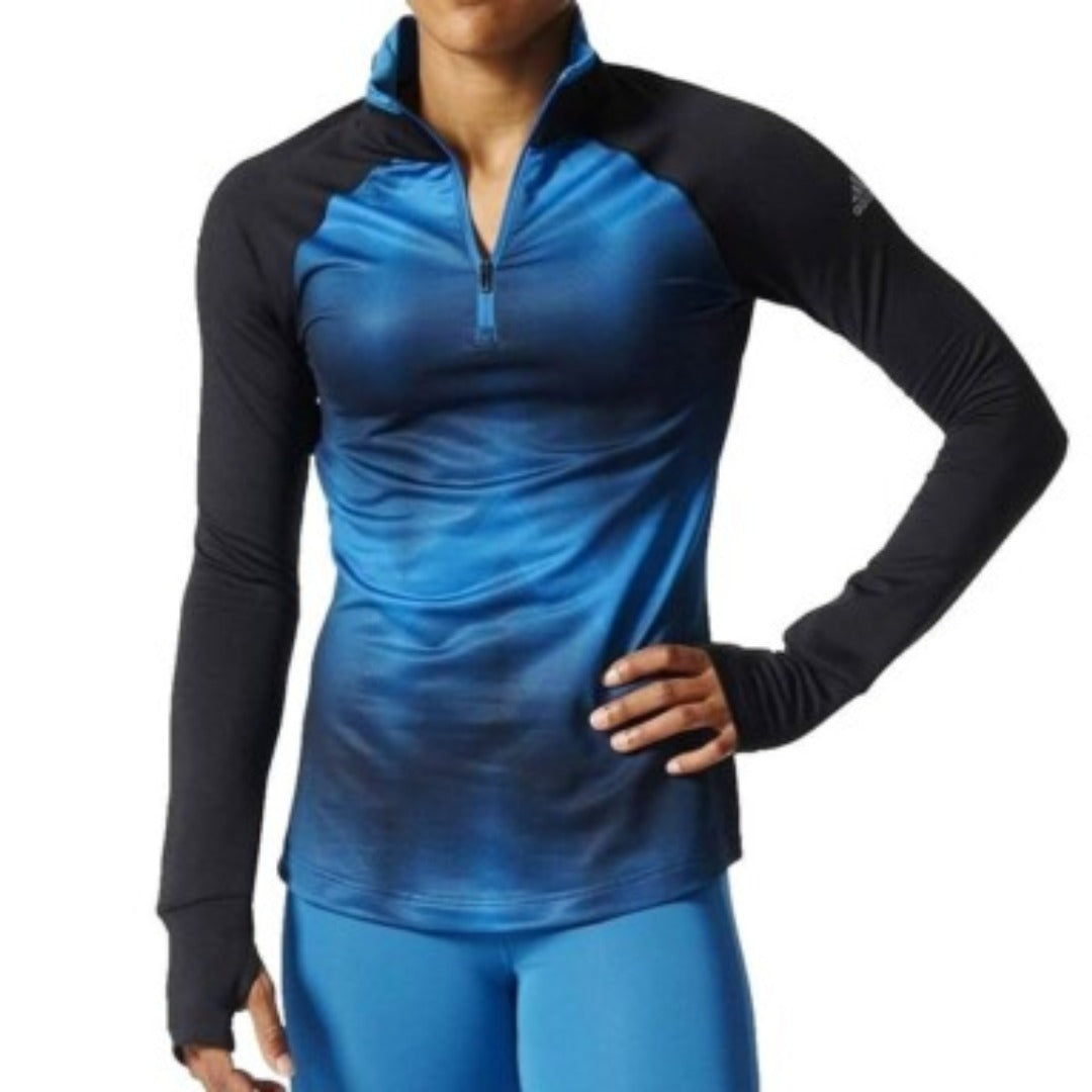adidas Women's CW 1/2 Z Cheton Athletic Pullover - JNI Blue Print