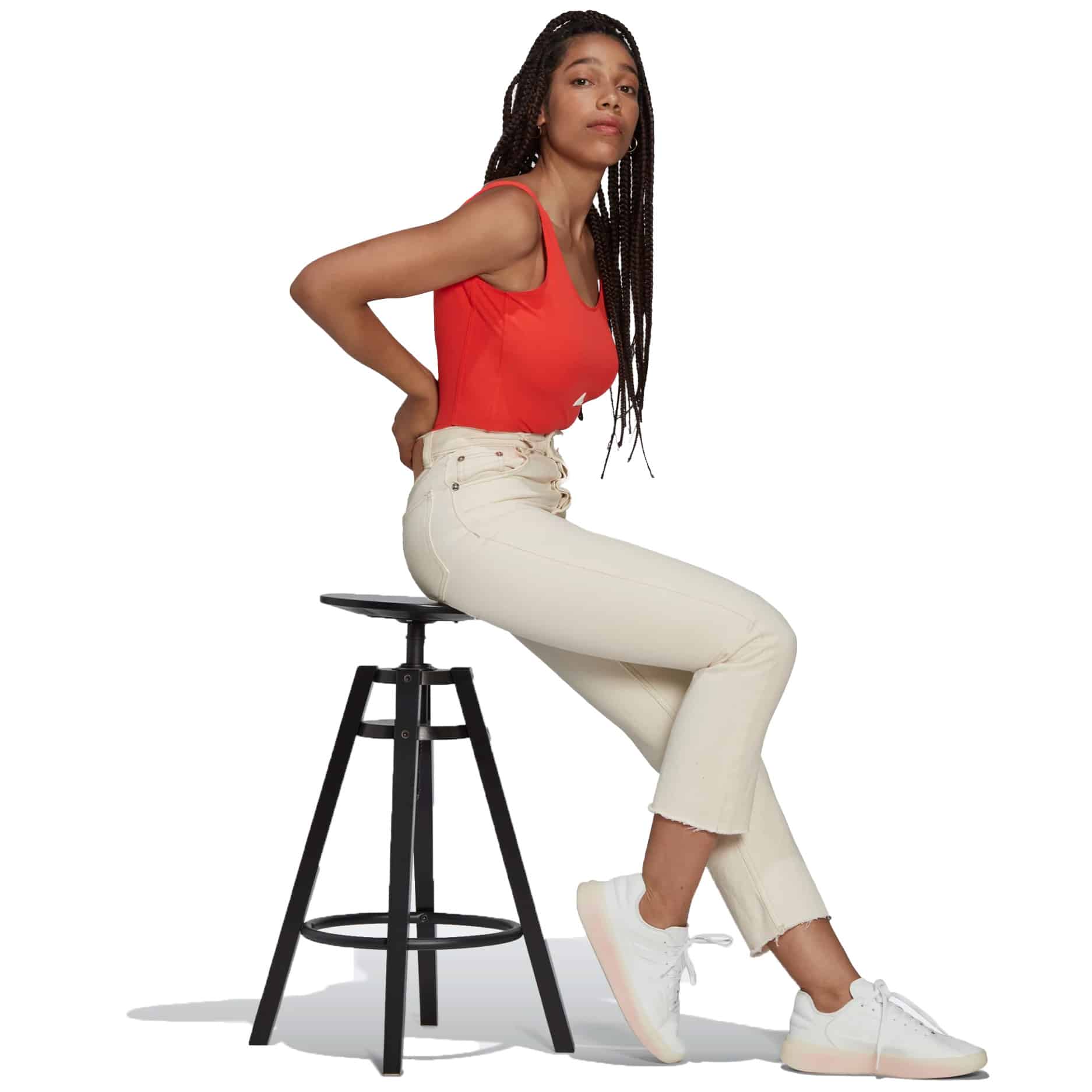adidas Women's New Rib Bodysuit- Bright Red